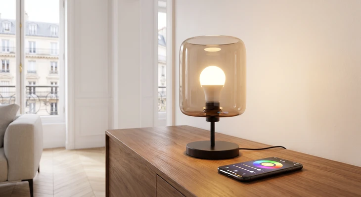 Intérieur moderne avec plafond blanc, éclairage LED encastré et climatisation murale