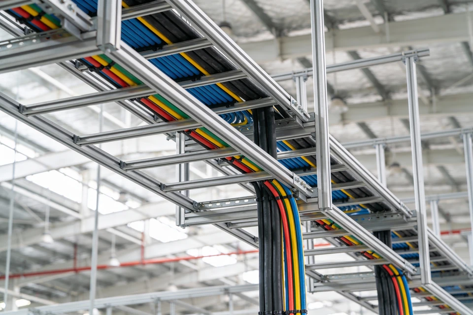 Couloir de centre de données moderne avec serveurs alignés dans des baies rack